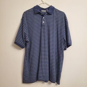 Willow Bay Polo Shirt Mens XL Navy Blue White Striped Vintage Gently Used